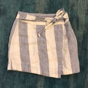 Free People Linen Striped Wrap Skirt